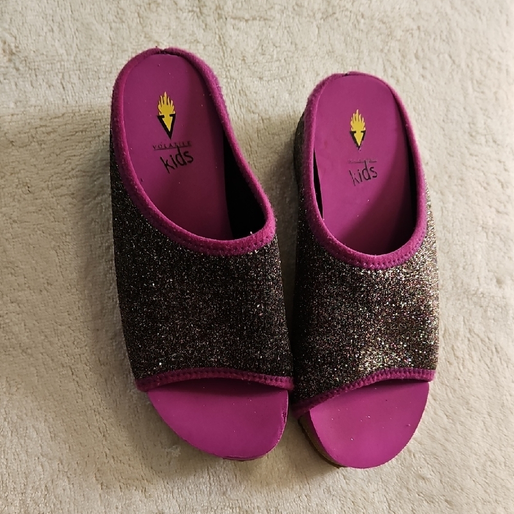 Volatile Kids Sparkle Slide Sandals - Pink and Black